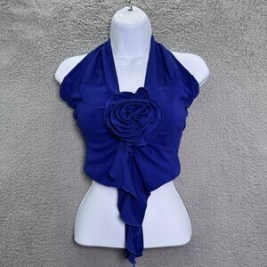 Zara Bodysuit Womens Small Blue Sleeveless Fitted Stretch Scoop Neck Minimalist